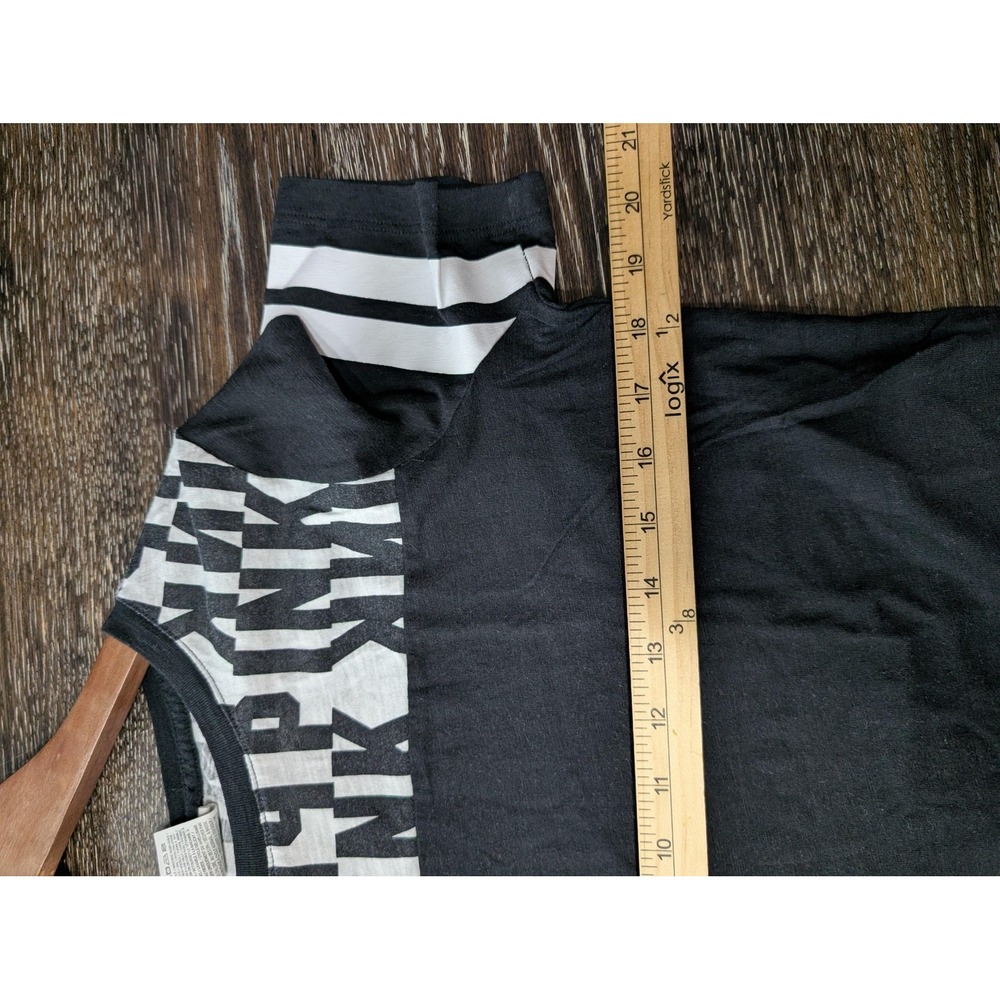 PINK Victoria's Secret T-Shirt Womens S Black Ringer Colorblock Crew Neck Jersey - Picture 4 of 10